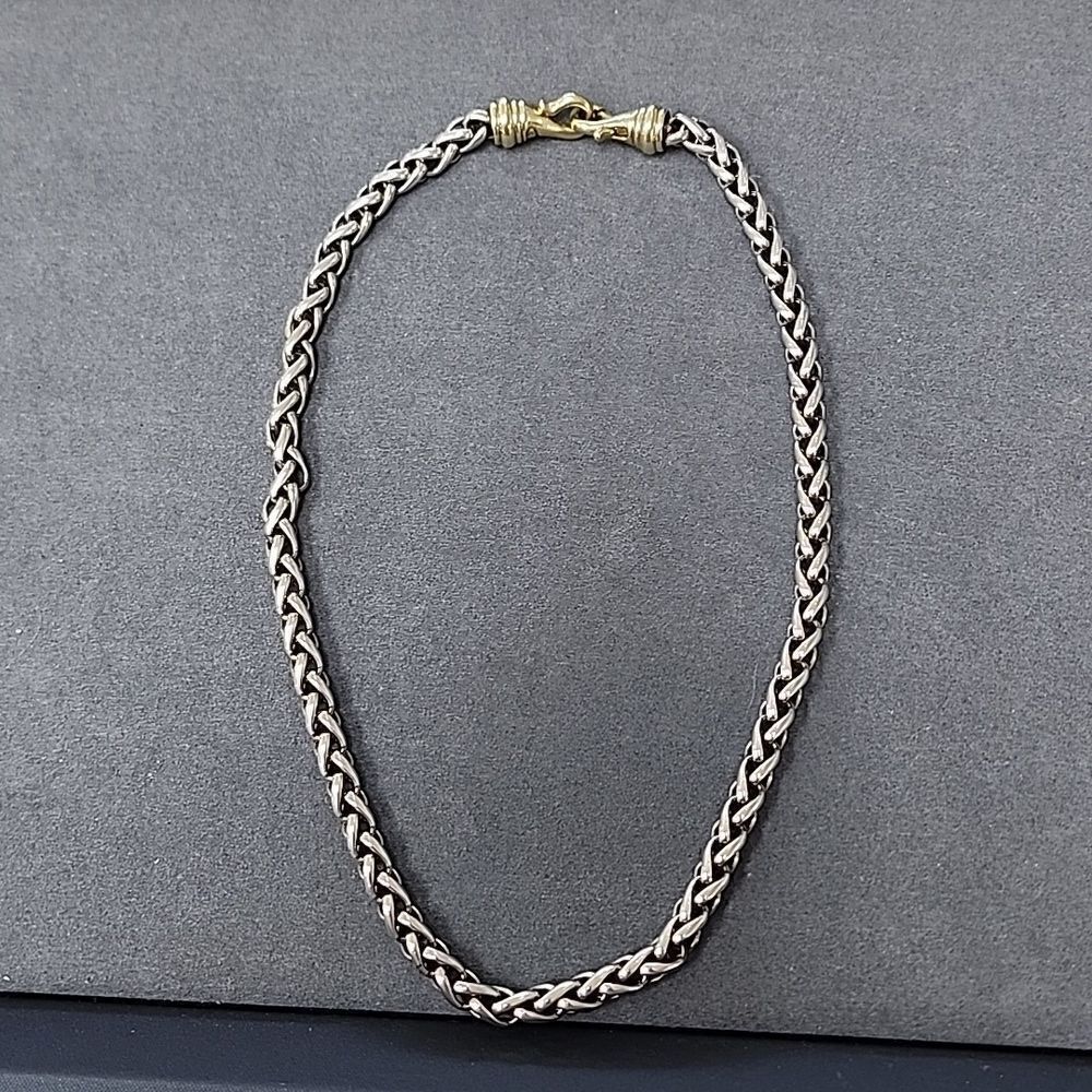 Authentic David Yurman 14K Gold 925 Sterling Silver Wheat 17" Necklace Chain